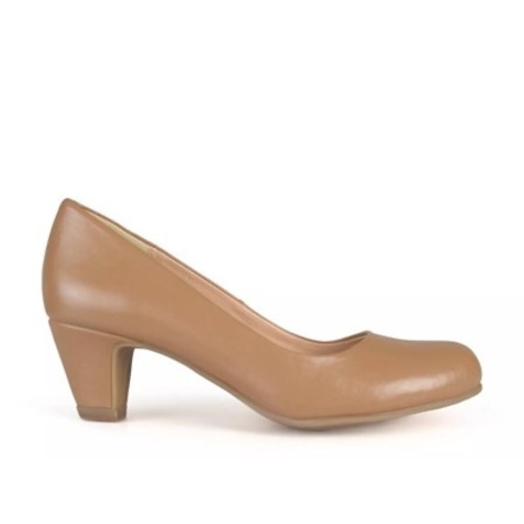 Journee Collection LUU Pump Faux Leather Almond Toe Block Heel Chestnut Sz 7.5 - Picture 8 of 12